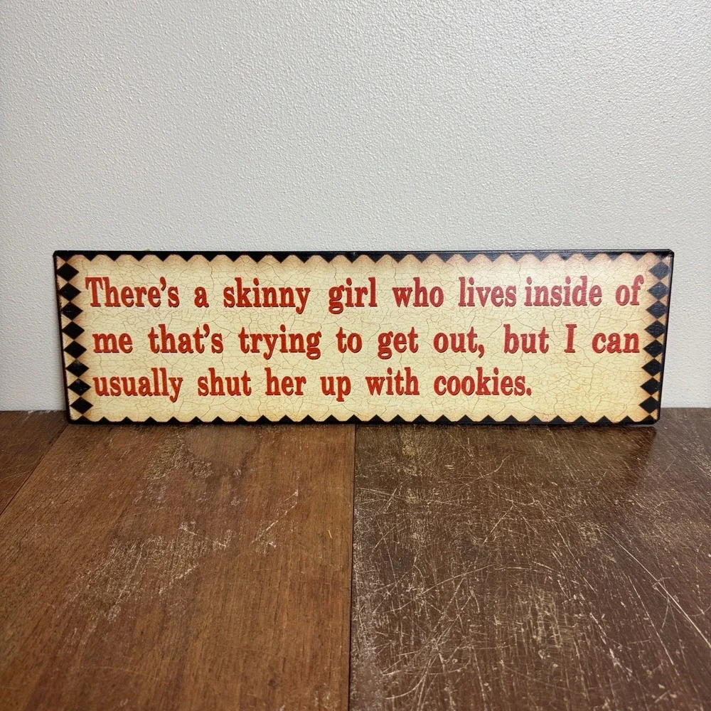 Vintage Style‎ Funny Metal Sign Skinny Girl Cookies Quote Wall Decor 18.5x5.5